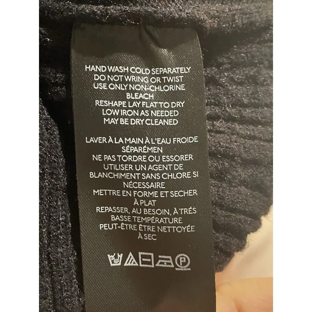 Anthropologie Maeve Small Cableknit Sweater Sheer Black & White Stripe Sleeves - Picture 7 of 7